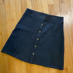 Faux suede army green 90s mini skirt with brass buttons up front